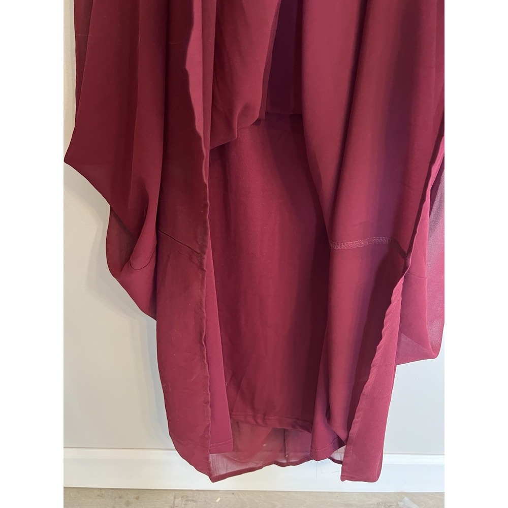 Formal sleeveless maxi dress, Soeiblu Maroon Lace High Neck Chiffon Skirt - Picture 7 of 7